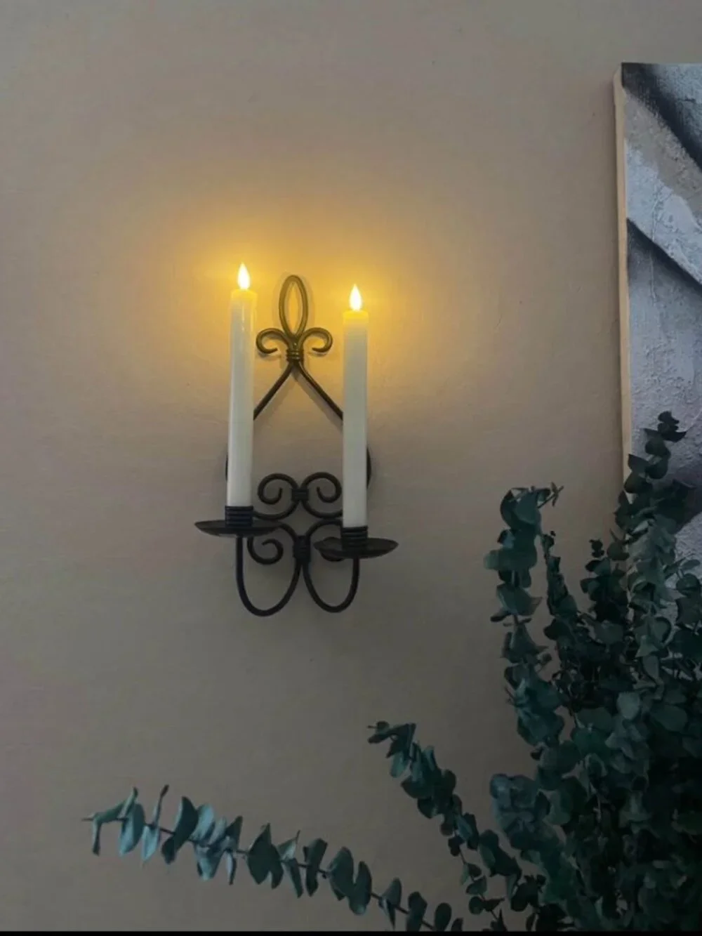 PartyLite Set of 2 Black Metal Wall Candle Sconces Vintage Home Decor